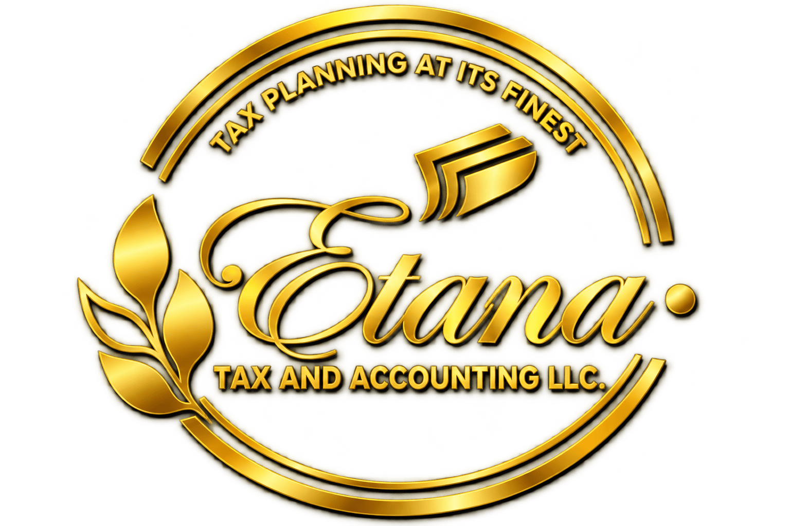 Gold logo for Etana Tax and Accounting LLC with the slogan “Tax Planning at Its Finest” and a leafy design.